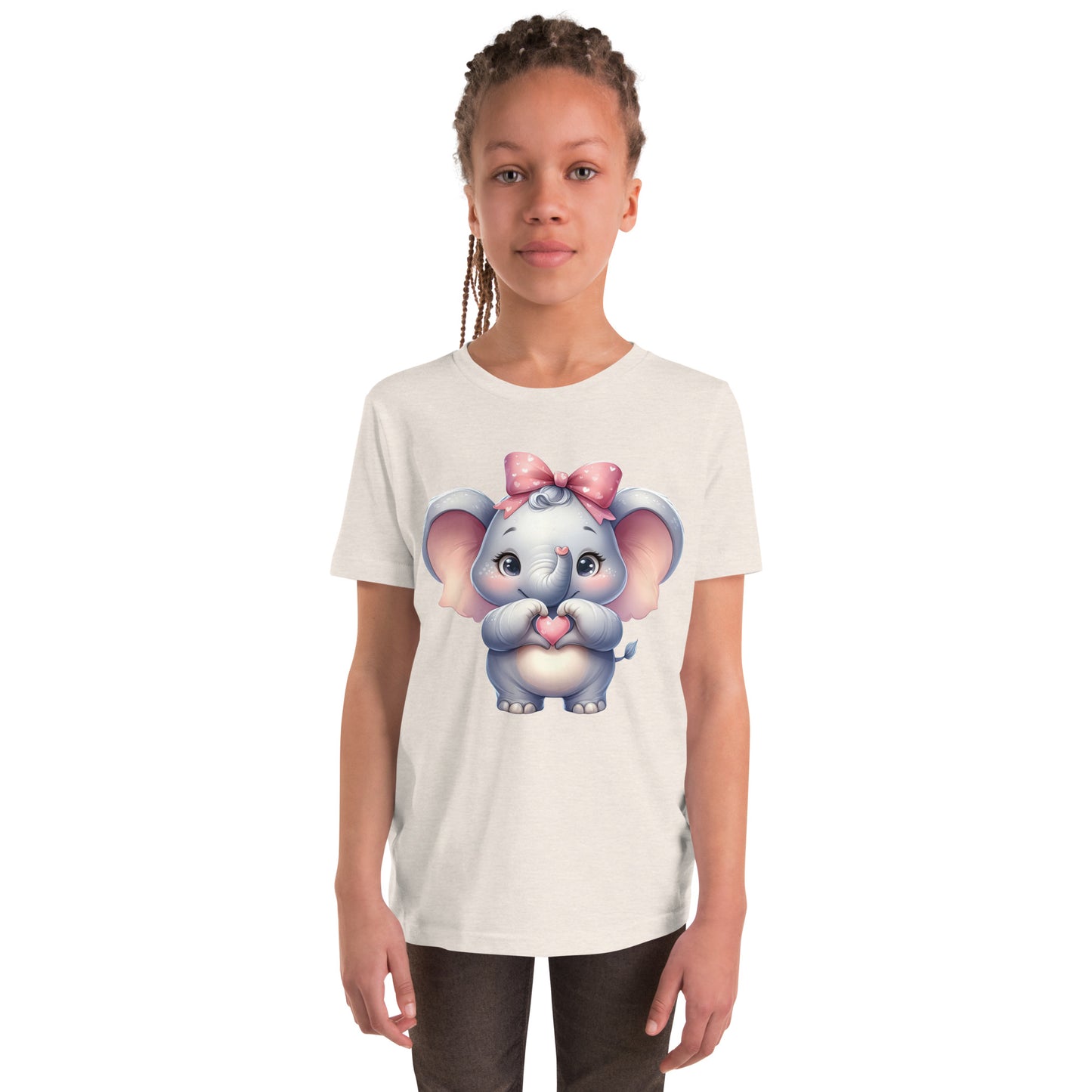 Youth Short Sleeve T-Shirt - Elephant with "Heart Hands"