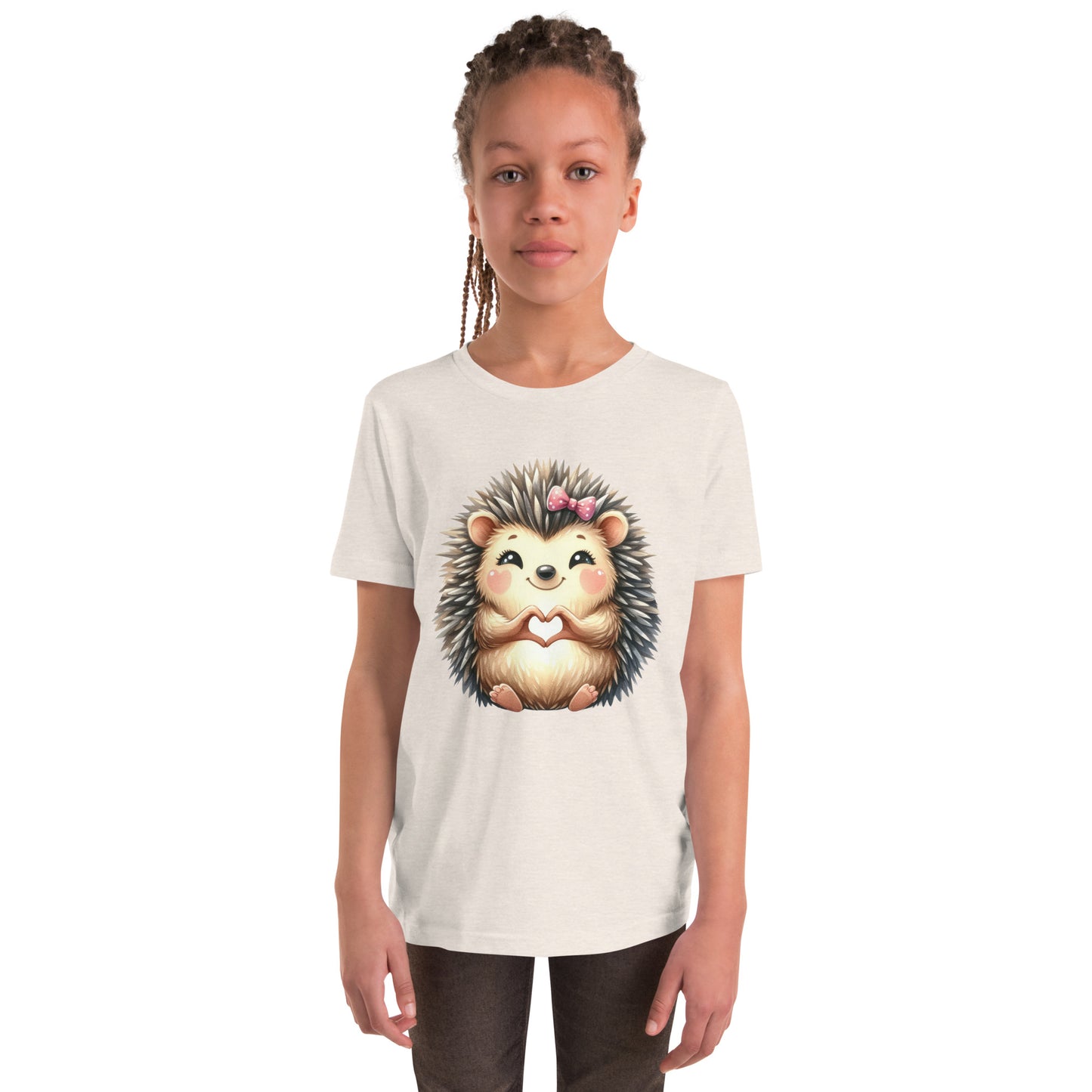 Youth Short Sleeve T-Shirt - Hedgehog with "Heart Hands"