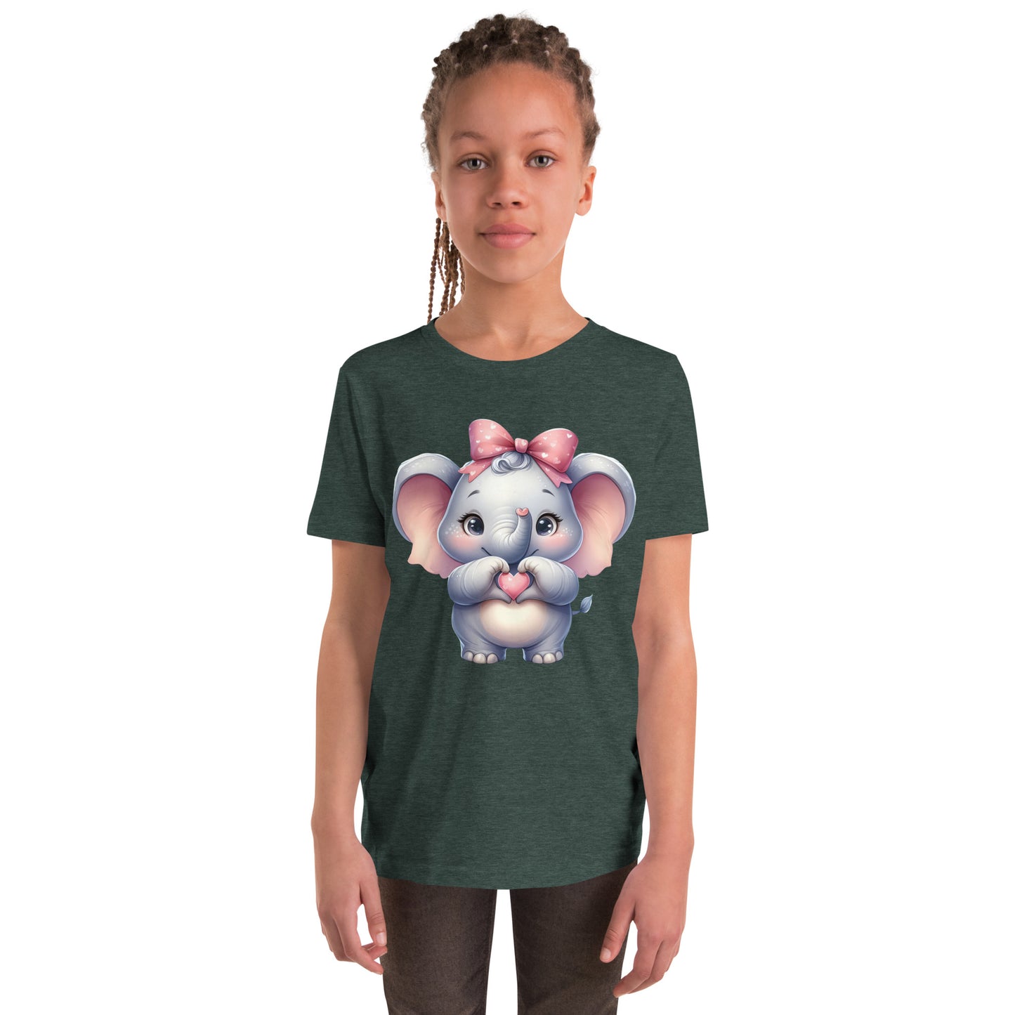 Youth Short Sleeve T-Shirt - Elephant with "Heart Hands"