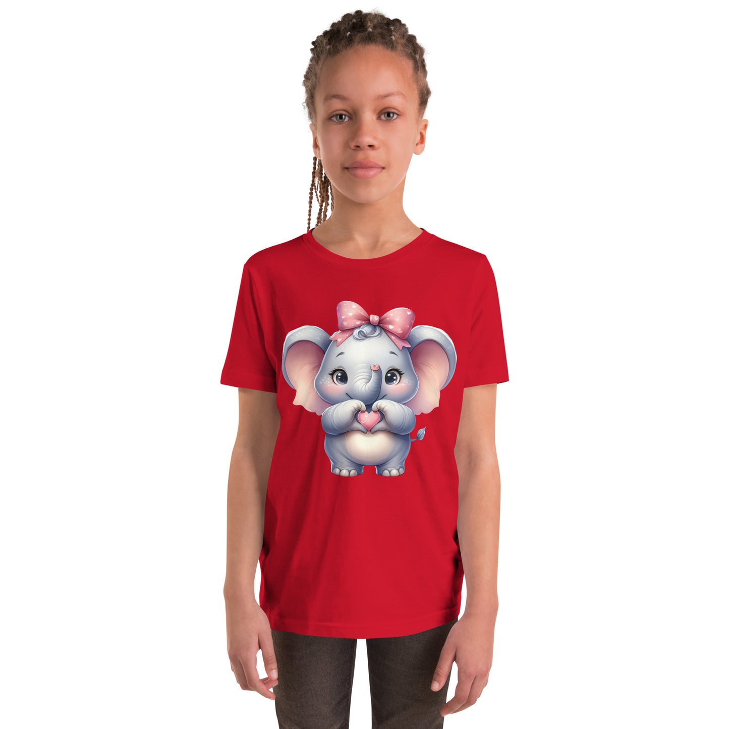 Youth Short Sleeve T-Shirt - Elephant with "Heart Hands"