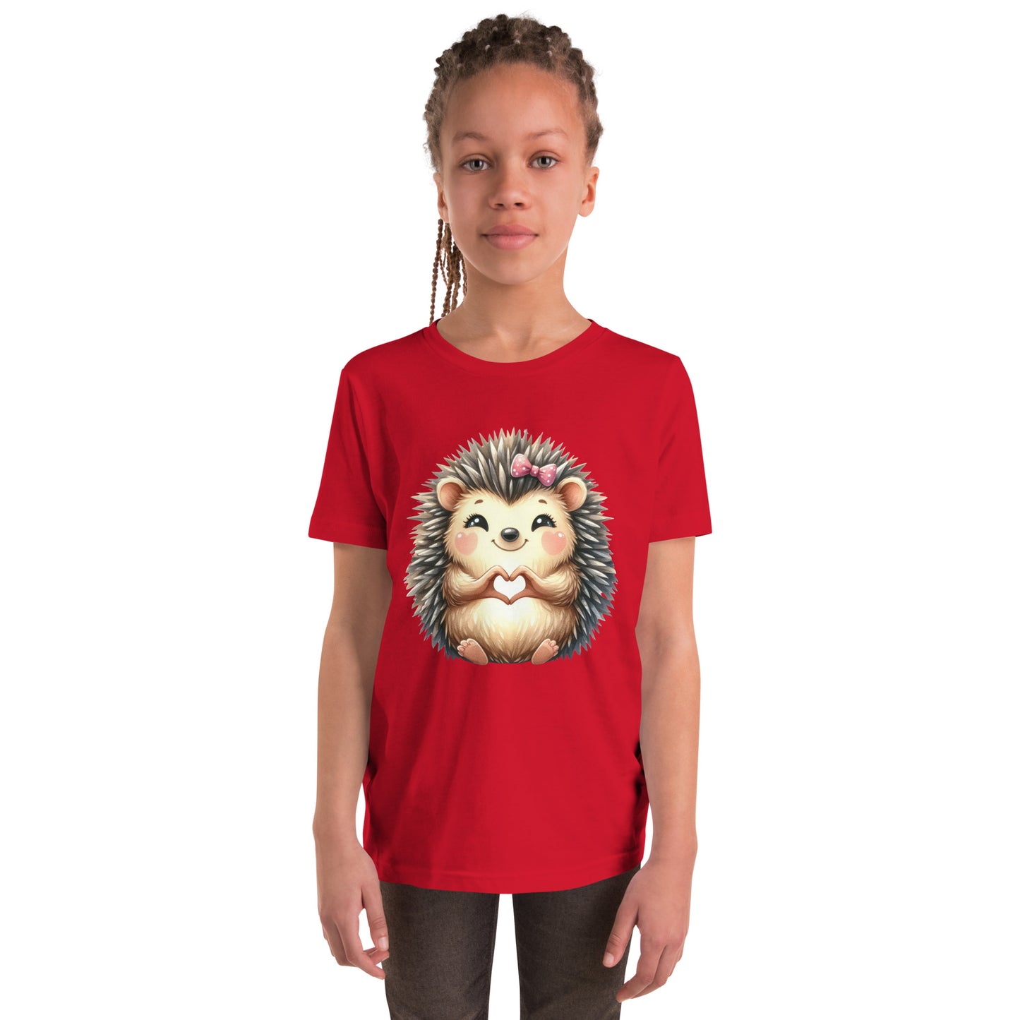 Youth Short Sleeve T-Shirt - Hedgehog with "Heart Hands"