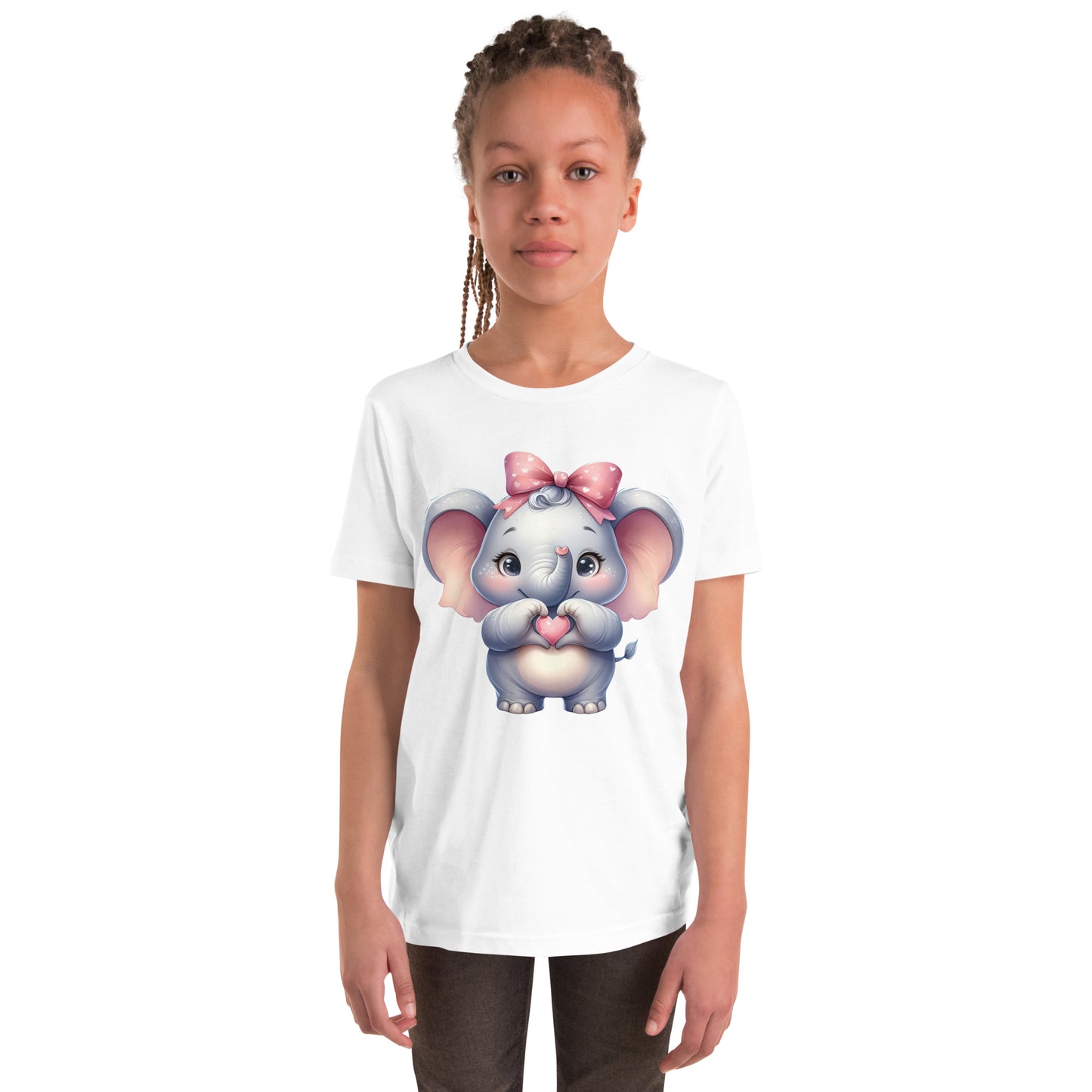 Youth Short Sleeve T-Shirt - Elephant with "Heart Hands"